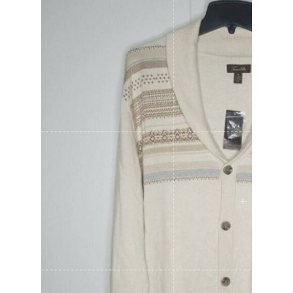 Tasso Elba Geo Stripe Knit Cashmere Blend Sweater Cardigan XXL Original NEW - Picture 3 of 3